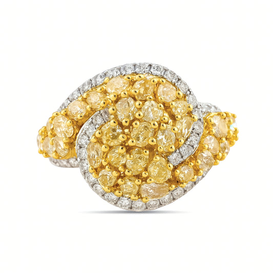 18K 2.71cttw Yellow Diamonds 0.67cttw White Diamonds Designer Ring