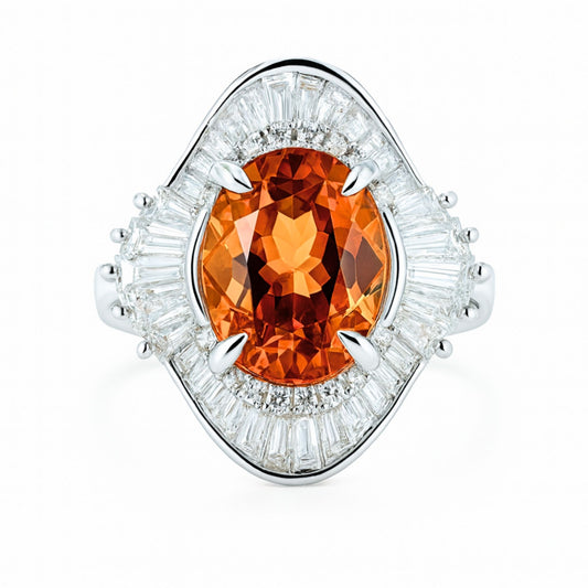 18K 4.64ct Oval Private Collection Mandarin Garnet 1.31cttw VS White Diamonds Ring