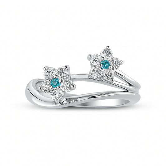 Platinum 0.04cttw Round Brazilian Paraiba 0.52cttw White Diamonds Designer Ring