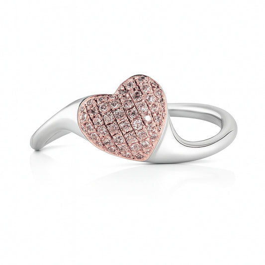 14K 0.22cttw Round Pink Diamond Heart Ring