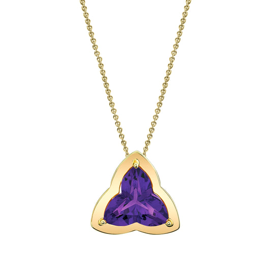 14K Fancy Triflower Cut Amethyst Pendant