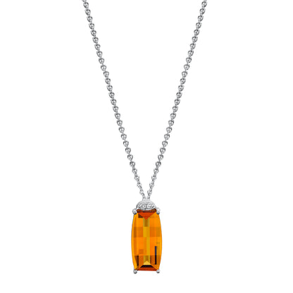 Barrel Cut Amethyst Pendant with Diamonds in 14K Yellow Gold