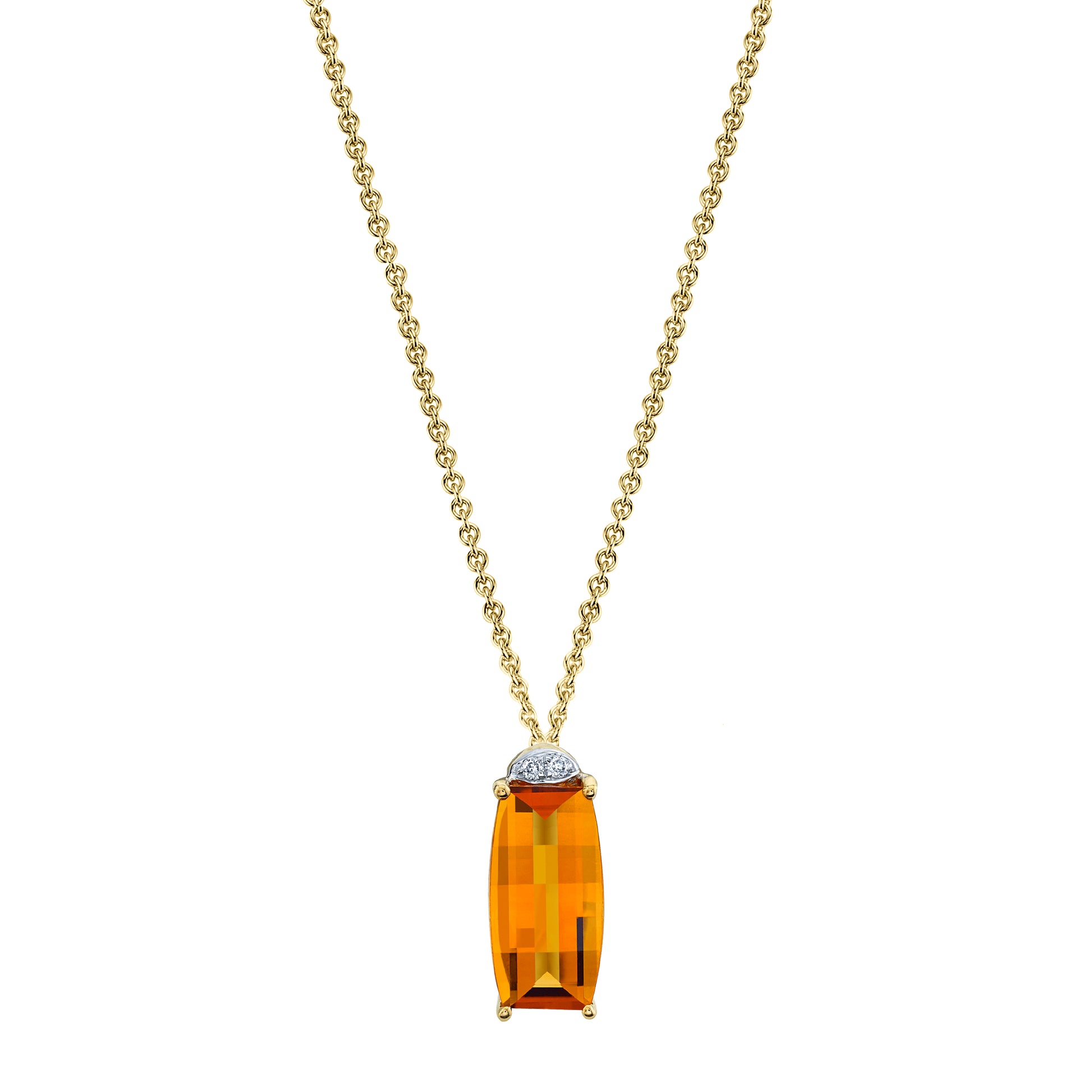 Barrel Cut Amethyst Pendant with Diamonds in 14K White Gold