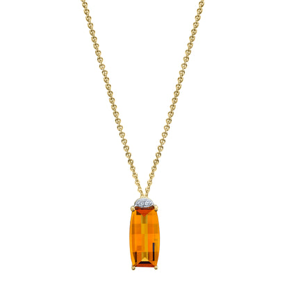 Barrel Cut Amethyst Pendant with Diamonds in 14K White Gold