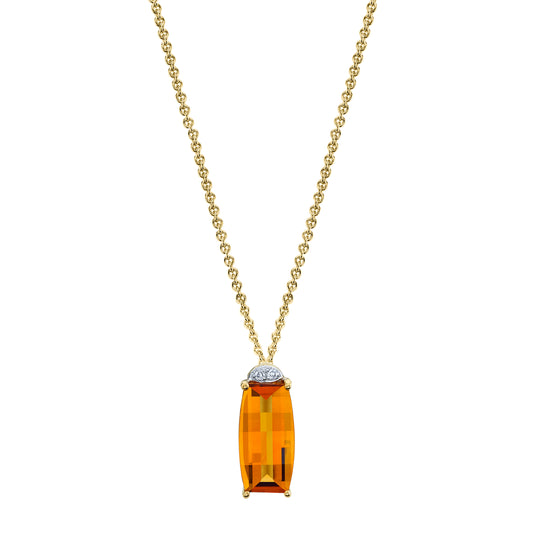 Barrel Cut Amethyst Pendant with Diamonds in 14K White Gold