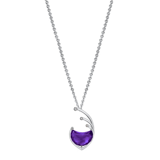 14K 8.10ct Fancy Cut Amethyst and Diamond Pendant