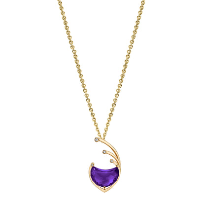 14K 8.10ct Fancy Cut Amethyst and Diamond Pendant