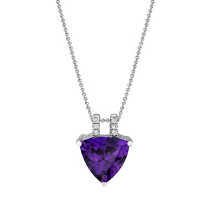 14K 2.12ct Trilliant Amethyst and Diamond Necklace