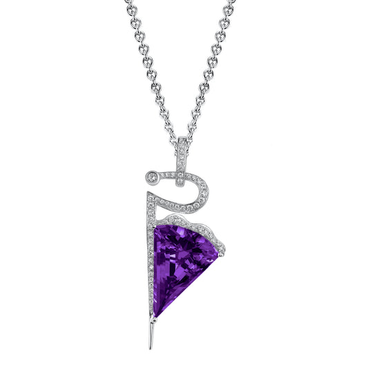 14K 9.60ct Fancy Cut Amethyst 0.43cttw VS Diamond Pendant