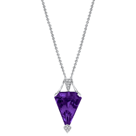 14K 5.13ct Fancy Cut Amethyst and Diamond Pendant