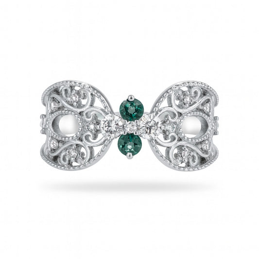 Platinum 0.10cttw Round Alexandrite 0.11cttw White Diamonds Ring