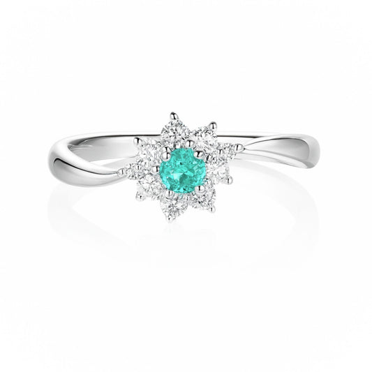 Platinum 0.10ct Round Brazilian Paraiba 0.26cttw White Diamonds Ring