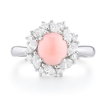 Platinum 2.12ct Oval Conch Pearl 0.88cttw White Diamonds Ring