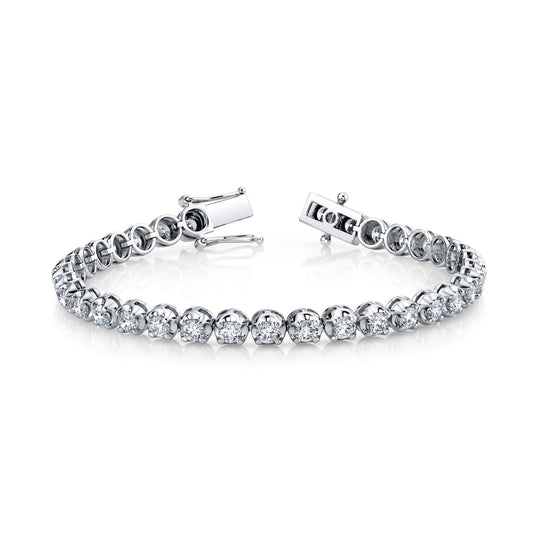 Round Natural White Diamond Tennis Bracelet in 14K White Gold