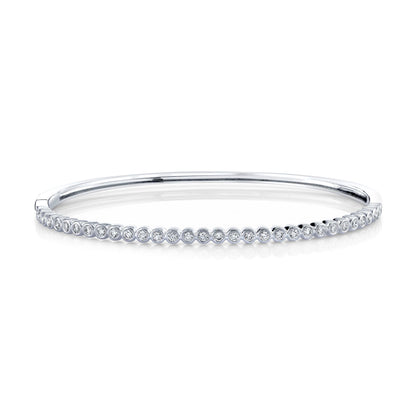 14K 0.85cttw Round VS White Diamond Bezel Set Bangle