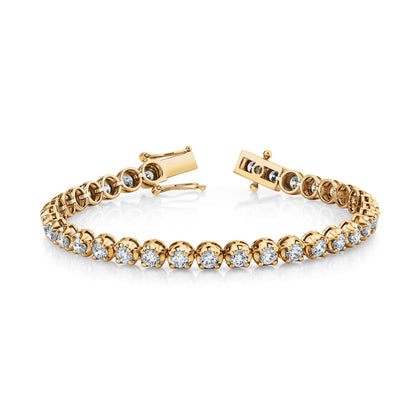 Round Natural White Diamond Tennis Bracelet in 14K Yellow Gold