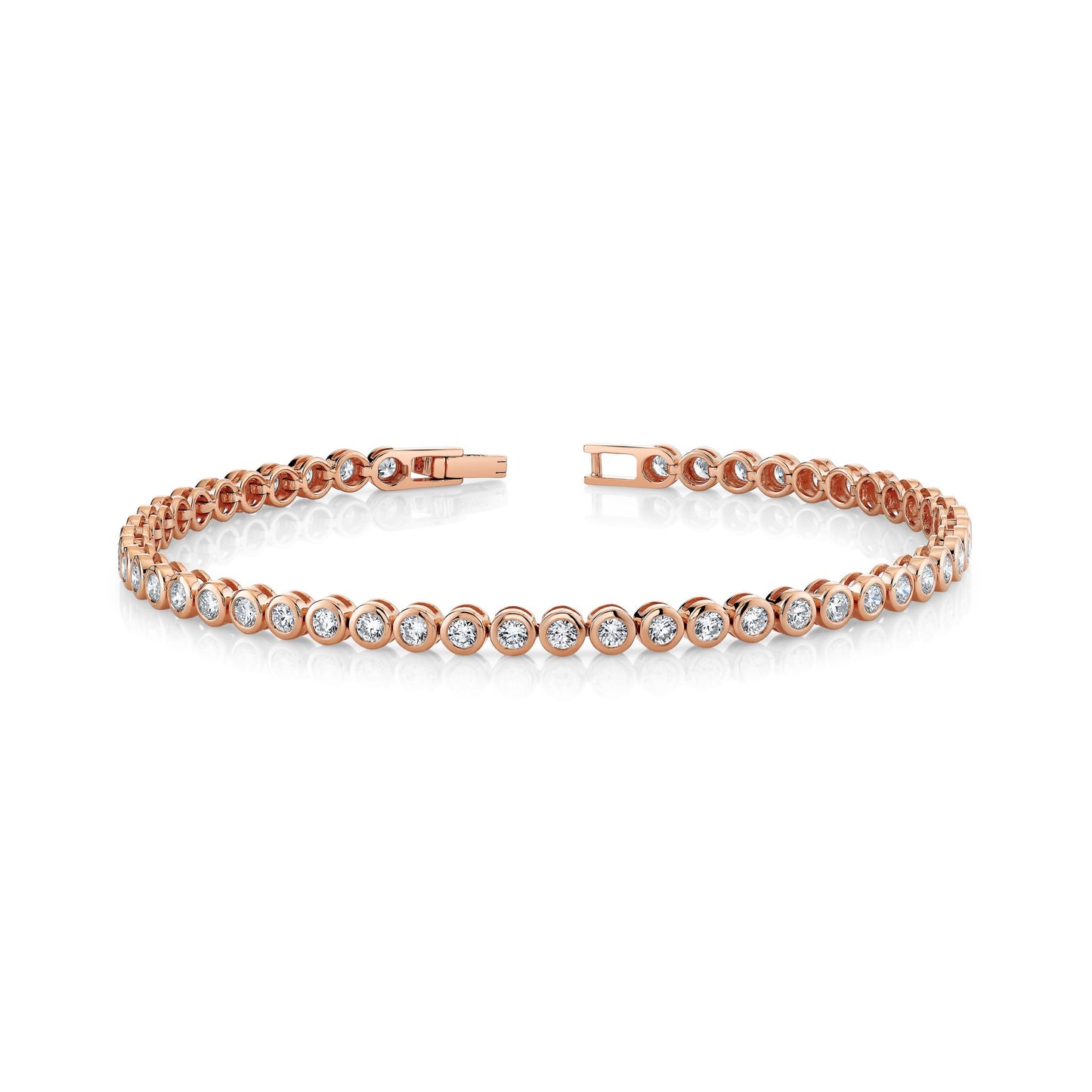 14K 2.66cttw Round VS White Diamond Bezel Set Tennis Bracelet