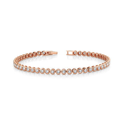 14K 2.66cttw Round VS White Diamond Bezel Set Tennis Bracelet