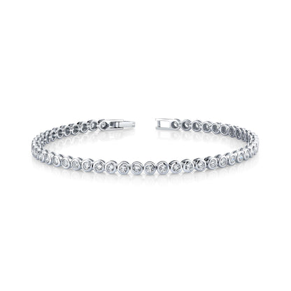 14K 2.66cttw Round VS White Diamond Bezel Set Tennis Bracelet