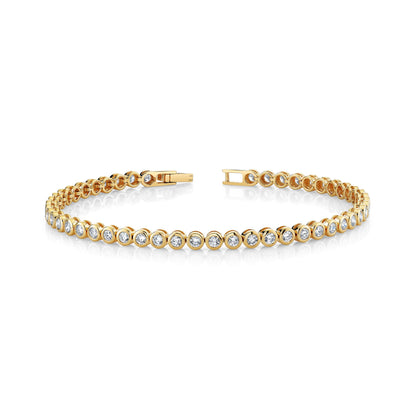 14K 2.66cttw Round VS White Diamond Bezel Set Tennis Bracelet