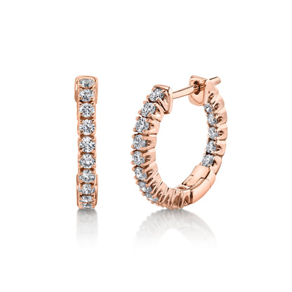 14K 0.82cttw VS White Diamond Inside Out 1/2" Hoop Earrings
