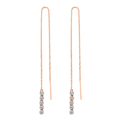 14K 0.21cttw VS White Diamond Threader Earrings