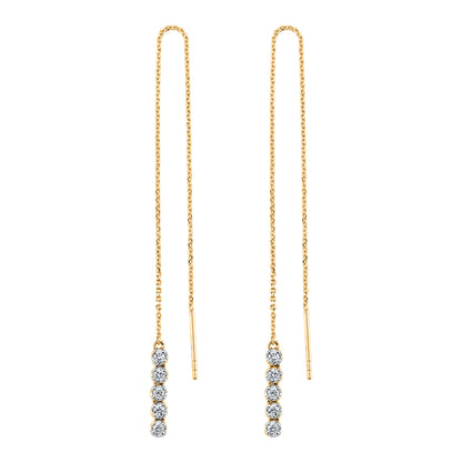 14K 0.21cttw VS White Diamond Threader Earrings