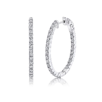 14K 3.63cttw VS White Diamond Inside Out 1.5" Oval Hoop Earrings