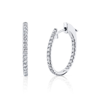 14K 1.05cttw VS White Diamond Inside Out 1" Oval Hoop Earrings