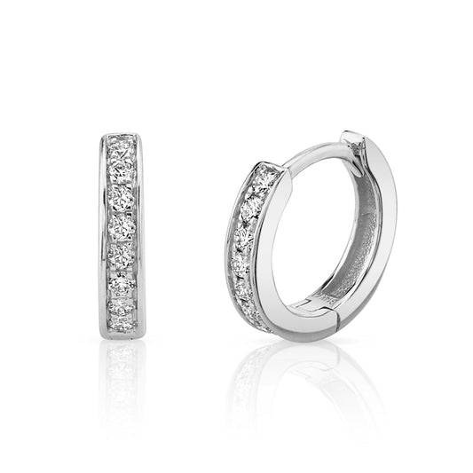 TVON 14K 0.10cttw VS Diamond Huggie Earrings