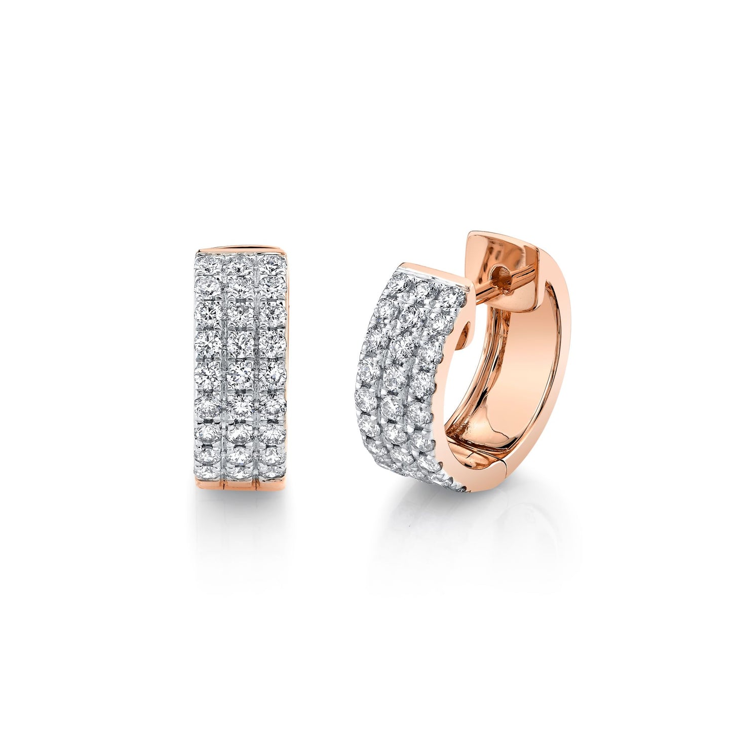 14K 1.02cttw VS White Diamond Pavé Huggie Earrings