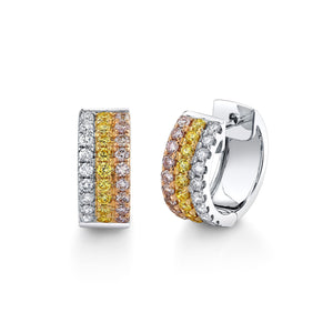 TVON 14K 1.00cttw VS Fancy Color Diamond Huggie Earrings - 1/2 Inch