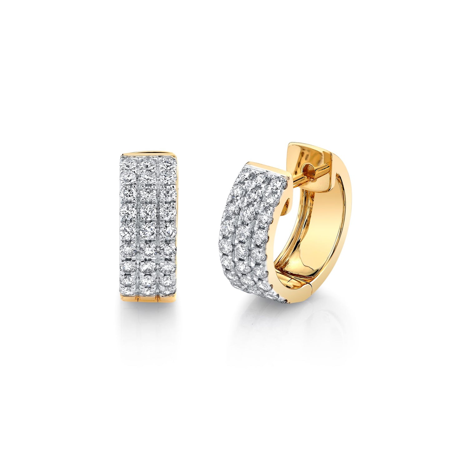 14K 1.02cttw VS White Diamond Pavé Huggie Earrings