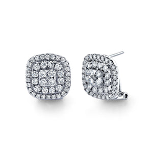 14K 2.05cttw VS Diamond Square Cluster Earrings
