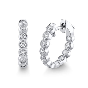 14K 1.01cttw Bezel Set VS White Diamond Inside Out 3/4" Hoop Earrings