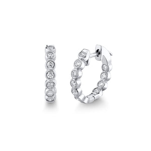 14K 1.01cttw VS Diamond Inside Out Hoop Earrings - 3/4 Inch