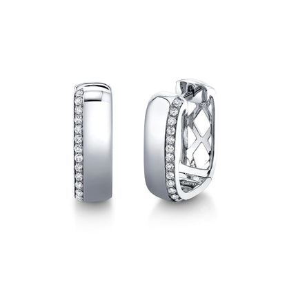 14K 0.34cttw VS White Diamond 3/4" Squared Hoop Earrings