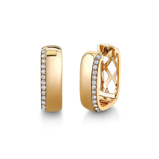 14K 0.34cttw VS White Diamond 3/4" Squared Hoop Earrings