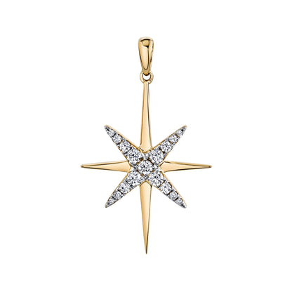14K 0.51cttw VS White Diamond North Star Pendant