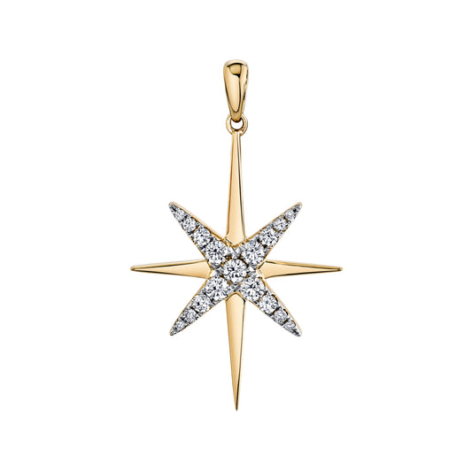 14K 0.51cttw VS White Diamond North Star Pendant