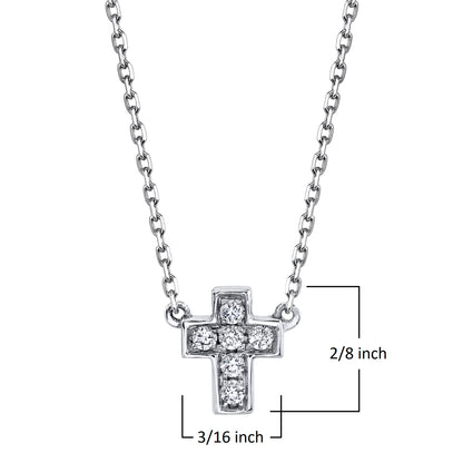 Petite VS White Diamond Cross Necklace