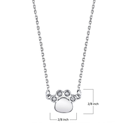 Petite VS White Diamond Paw Necklace