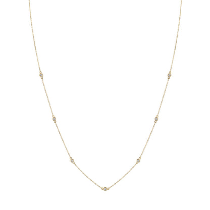 14K 0.10cttw VS White Diamond Station Necklace