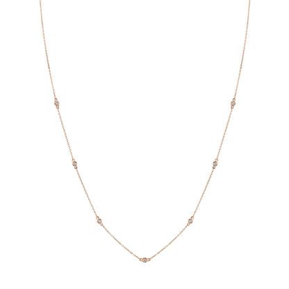 14K 0.10cttw VS White Diamond Station Necklace