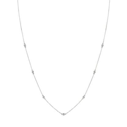 14K 0.10cttw VS White Diamond Station Necklace