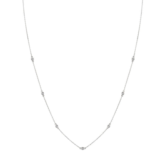14K 0.10cttw VS White Diamond Station Necklace