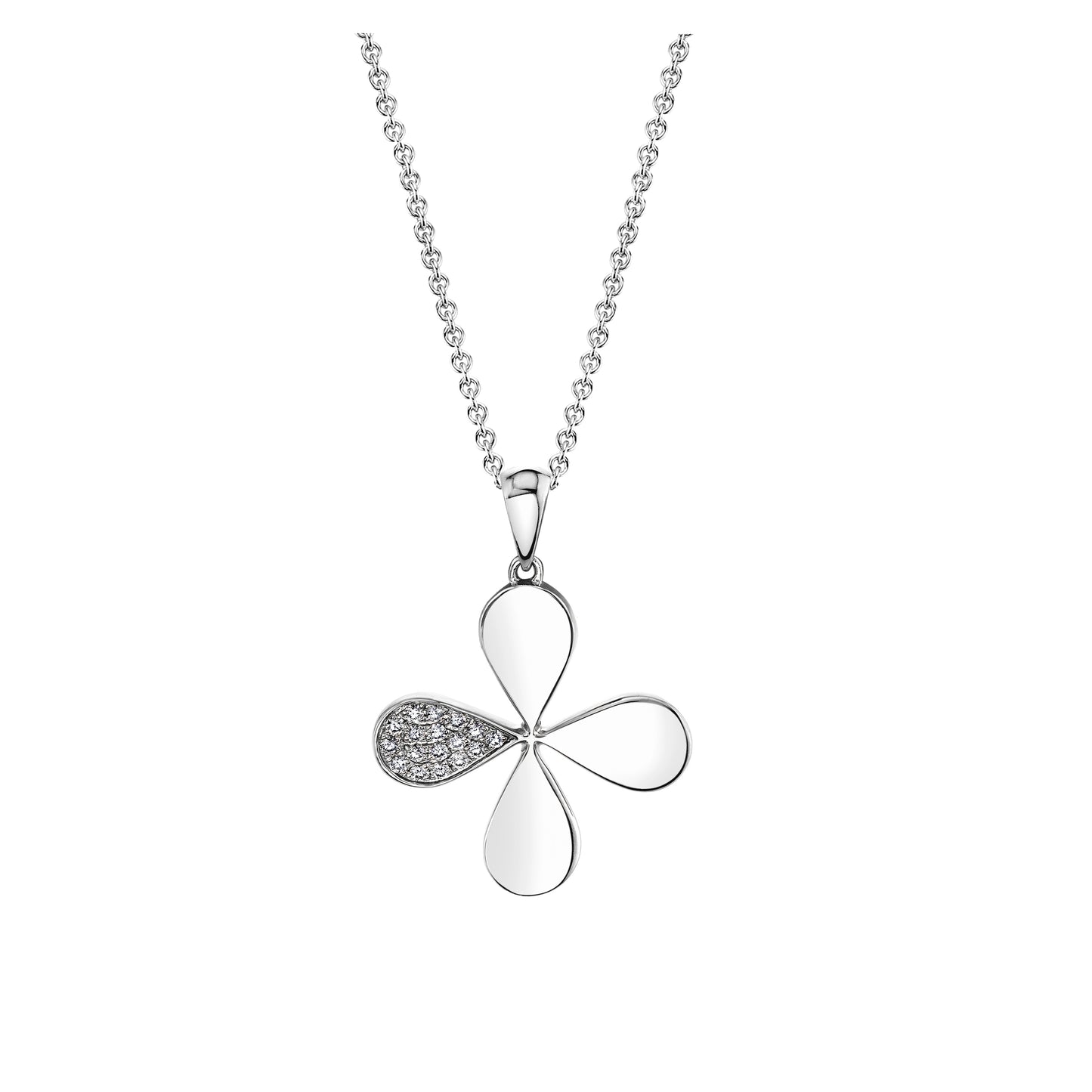14K 0.11cttw VS White Diamond Clover Pendant
