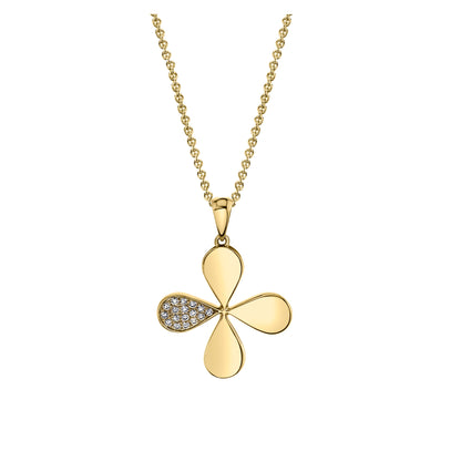 14K 0.11cttw VS White Diamond Clover Pendant