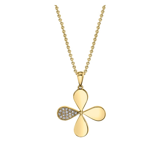 14K 0.11cttw VS White Diamond Clover Pendant