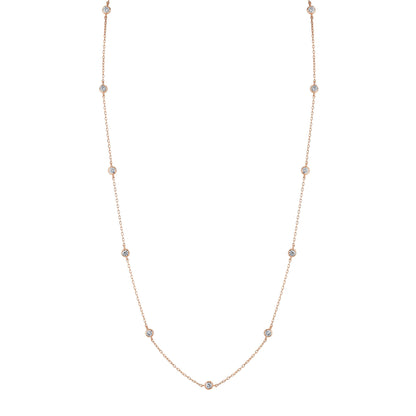 14K 1.10cttw Round VS White Diamond Station Necklace